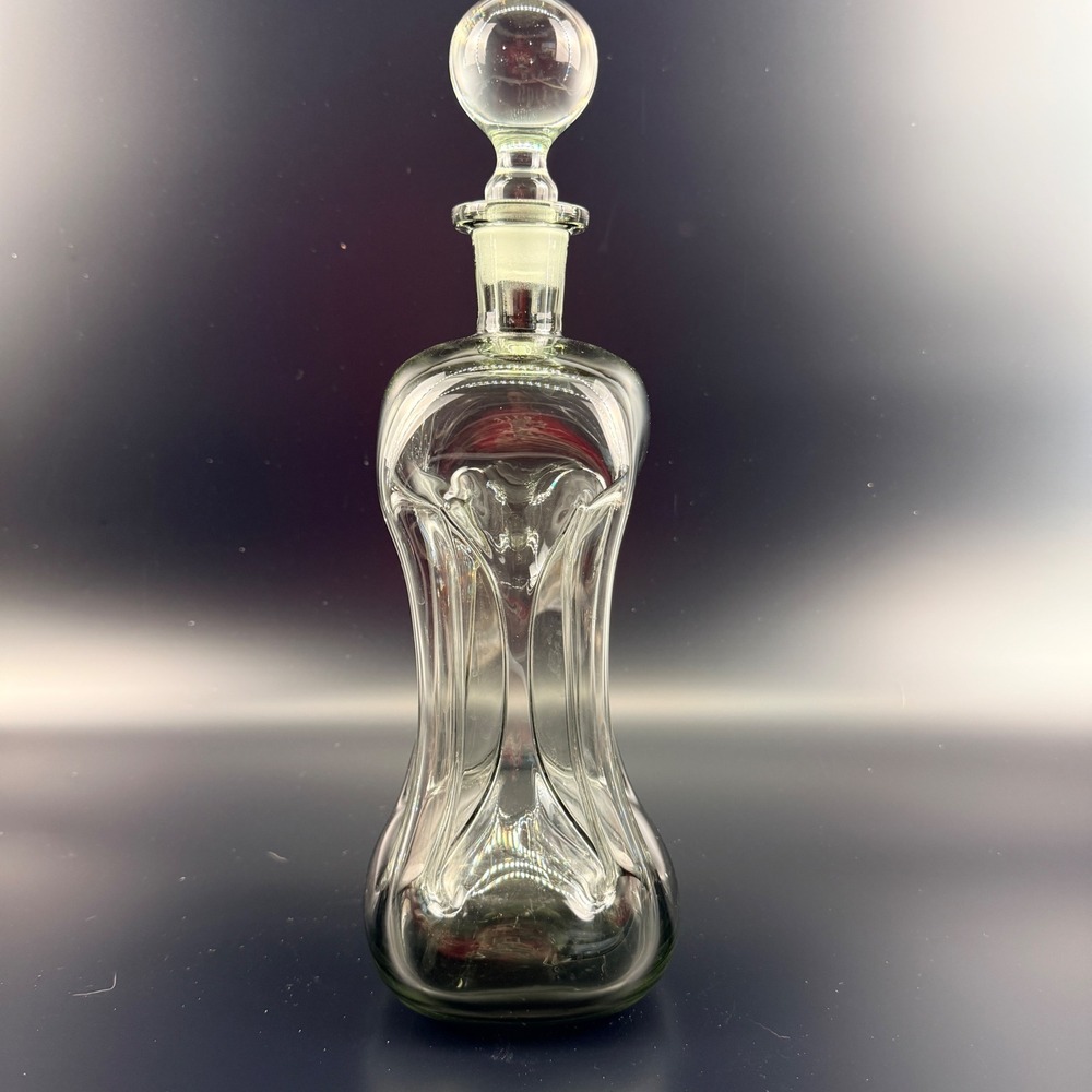 Holmegaard Kluk Kluk Decanter Large Smoke Gray Glass Ball Stopper - Picture 5 of 8